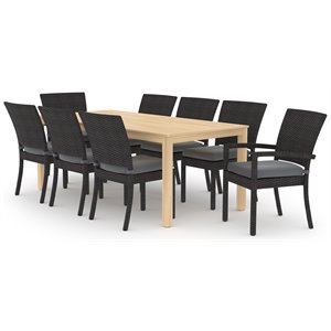 rst brands deco 9-piece wood and fabric dining set in charcoal gray