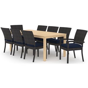 rst brands deco 9-piece wood and fabric dining set in navy blue