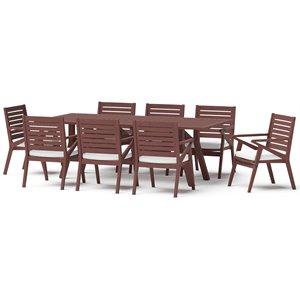 rst brands vaughn 9-piece eucalyptus wood and fabric dining set in linen white