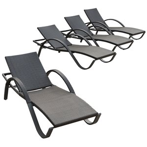 rst brands deco wicker and fabric outdoor chaise lounges in espresso (set of 4)