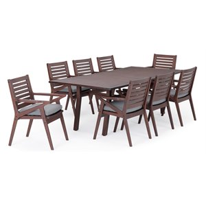 rst brands vaughn 9 pc sunbrella fabric outdoor dining set in charcoal gray