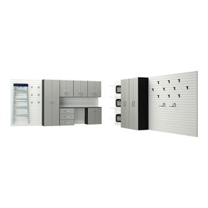 rst brands flow wall 13 pc plastic & steel cabinet set in white/silver