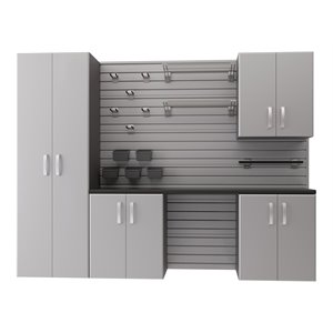 rst brands flow wall 5 pc plastic & steel cabinet shelf kit in silver