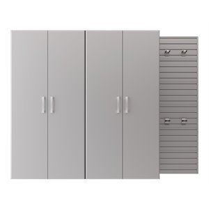 rst brands flow wall 2 pc plastic & steel jumbo cabinet set in silver