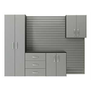 rst brands flow wall 5 piece plastic and steel cabinet set in silver