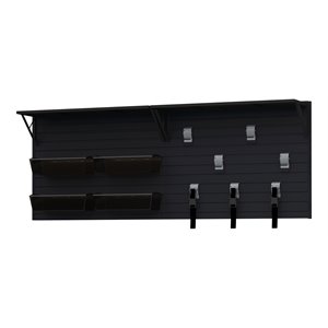 rst brands flow wall 4 pc plastic heavy duty shelf & bin storage set in black