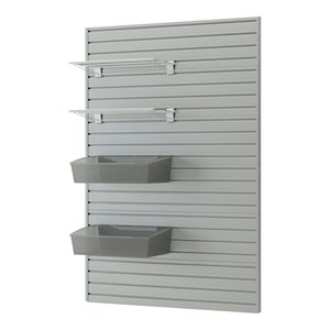 rst brands flow wall plastic shelf & jumbo hard bin starter in silver