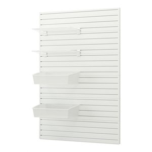 rst brands flow wall plastic shelf & jumbo hard bin starter in white