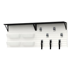 rst brands flow wall 4 pc plastic heavy duty shelf & bin storage set in white