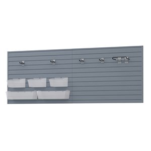 rst brands flow wall 11 pc plastic bin & ladder storage set in silver gray