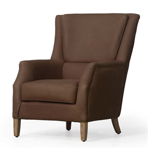 rst brands frank modern leather shelter arm chair - chocolate