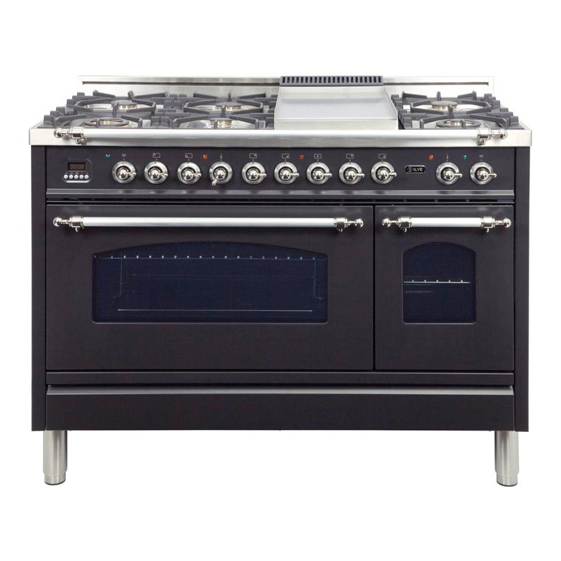 ILVE Nostalgie 48" NG Metal Double Oven Dual Fuel Range in Matte