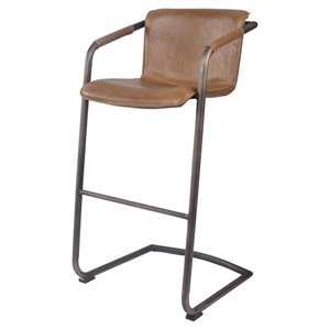 New Pacific Direct Indy 30&quot PU Leather Bar Stool in Brown (Set of 2)