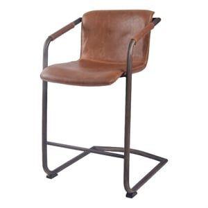 NPD Furniture Indy 25&quot PU Leather Counter Stool in Brown (Set of 2)