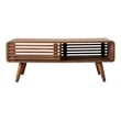 NPD Furniture Wilson Wood Slat Coffee Table in Brown/Walnut
