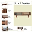 NPD Furniture Wilson Wood Slat Coffee Table in Brown/Walnut