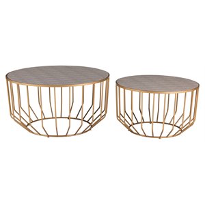 new pacific direct halton faux shagreen coffee table in gray (set of 2)
