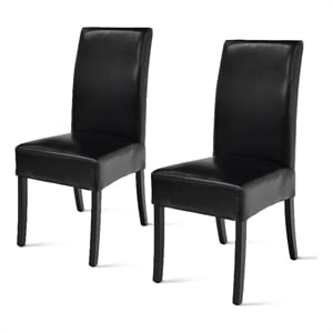 NPD Furniture Valencia 19&quot Split Leather Chair in Black (Set of 2)