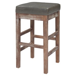 New Pacific Direct Valencia 27.5&quot Bonded Leather Counter Stool in Brown/Green