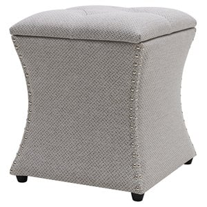 NPD Furniture Amelia 20&quot Fabric Nailhead Tufted Storage Ottoman in Gray