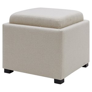 New Pacific Direct Cameron 17&quot Square Fabric Storage Ottoman in Cardiff Cream