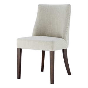 New Pacific Direct New Paris 19&quot Fabric Chair in Beige/Dark Brown (Set of 2)