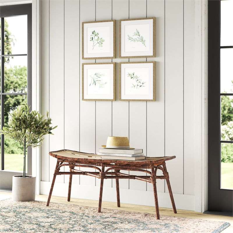 NPD Furniture Beyla Rattan Bench with Curving Seat in Marble Brown