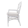 NPD Furniture Kara Fabric and Rattan Dining Side Arm Chair in White