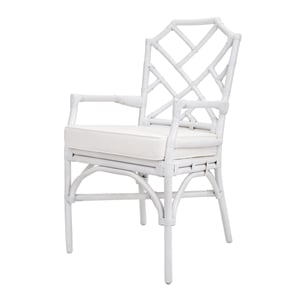 New Pacific Direct Kara Fabric and Rattan Dining Side Arm Chair in White