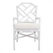 NPD Furniture Kara Fabric and Rattan Dining Side Arm Chair in White