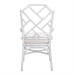 NPD Furniture Kara Fabric and Rattan Dining Side Arm Chair in White