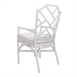 NPD Furniture Kara Fabric and Rattan Dining Side Arm Chair in White