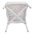 NPD Furniture Kara Fabric and Rattan Dining Side Arm Chair in White