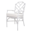 NPD Furniture Kara Fabric and Rattan Dining Side Arm Chair in White