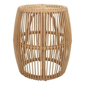 NPD Furniture Keegan 20.5&quot Round Rattan End Table in Natural/Honey