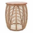 NPD Furniture Iris Round Rattan End Table in Brown/Natural Honey