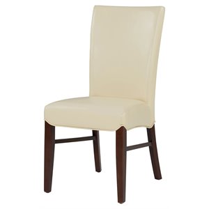 New Pacific Direct Milton 19.5&quot Bonded Leather Dining Chair in Cream (Set of 2)