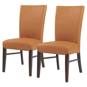 New Pacific Direct Milton 20&quot Bonded Leather Chair in Caramel Brown (Set of 2)