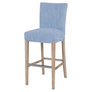 New Pacific Direct Milton 30.5&quot Fabric Bar Stool in Blue Stripes/Natural