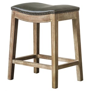 New Pacific Direct Elmo 24.5&quot Bonded Leather Counter Stool in Gray