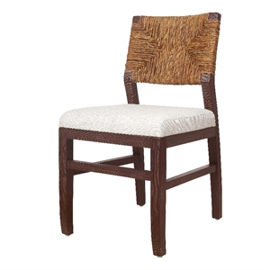 NPD Furniture Lyon 18.5&quot Fabric and Wood Dining Chair in Natural (Set of 2)