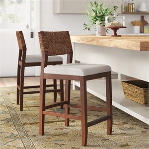 New Pacific Direct Lyon 27&quot Fabric Abaca Counter Stool in Natural/Nova Brown