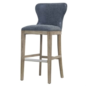 New Pacific Direct Dorsey 30.5&quot Faux Leather Bar Stool in Gray/Nubuck Charcoal