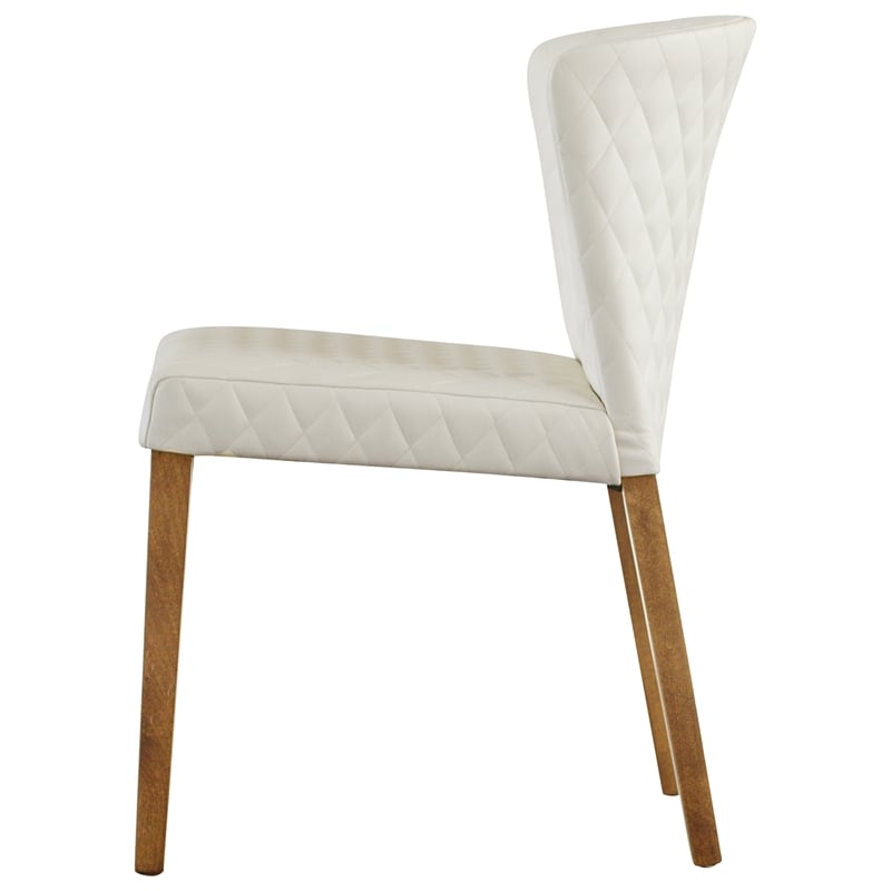 NPD Furniture Albie Faux Leather Dining Side Chair in Off White (Set of 2)