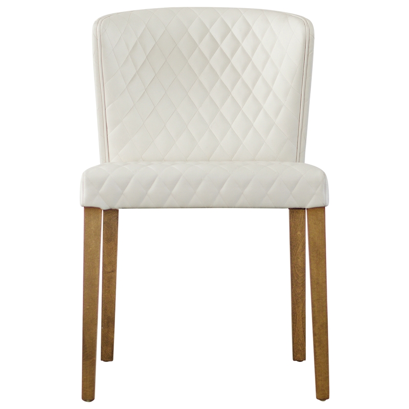 NPD Furniture Albie Faux Leather Dining Side Chair in Off White (Set of 2)