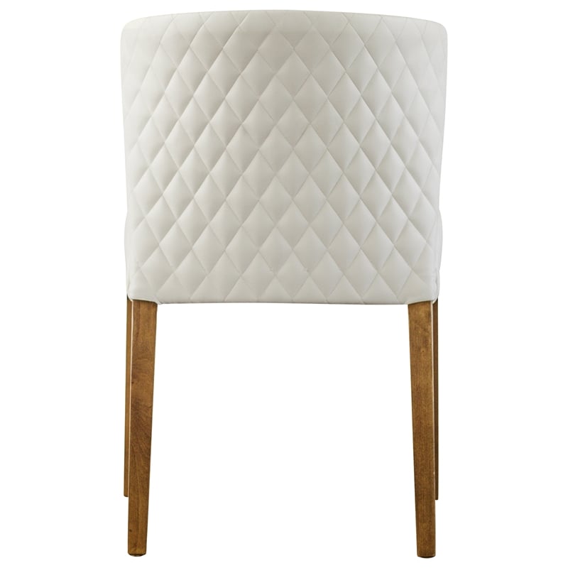 NPD Furniture Albie Faux Leather Dining Side Chair in Off White (Set of 2)