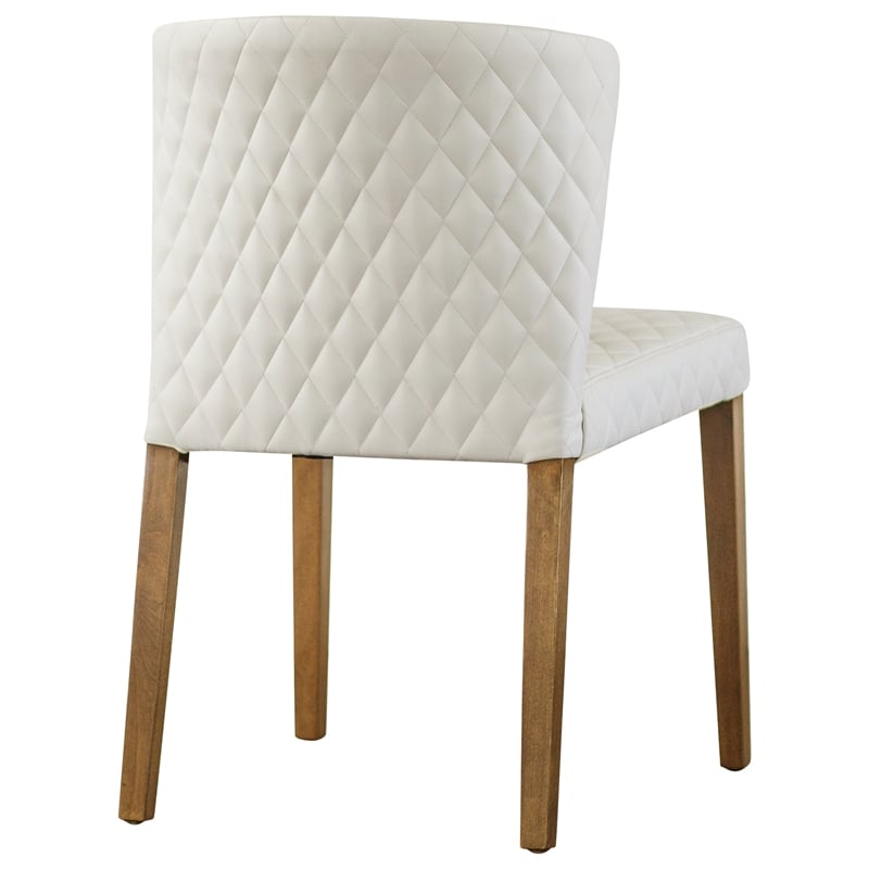 NPD Furniture Albie Faux Leather Dining Side Chair in Off White (Set of 2)