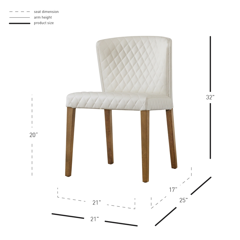 NPD Furniture Albie Faux Leather Dining Side Chair in Off White (Set of 2)