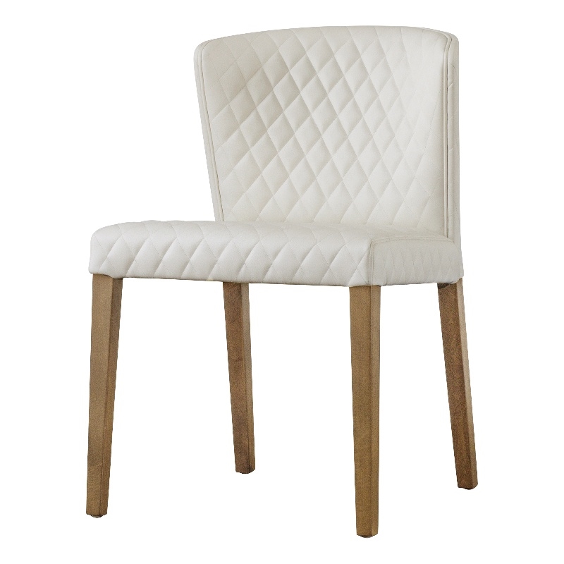 NPD Furniture Albie Faux Leather Dining Side Chair in Off White (Set of 2)