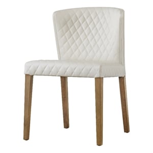 NPD Furniture Albie Faux Leather Dining Side Chair in Off White (Set of 2)